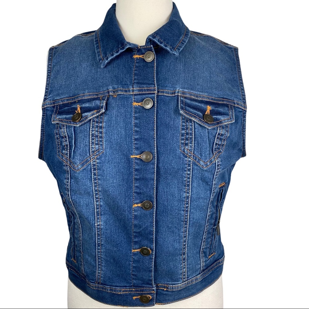 MOTOJEANS Sleeveless Button Down Jean Jacket Size XL